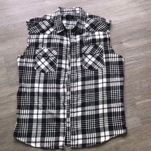 plaid biker vest